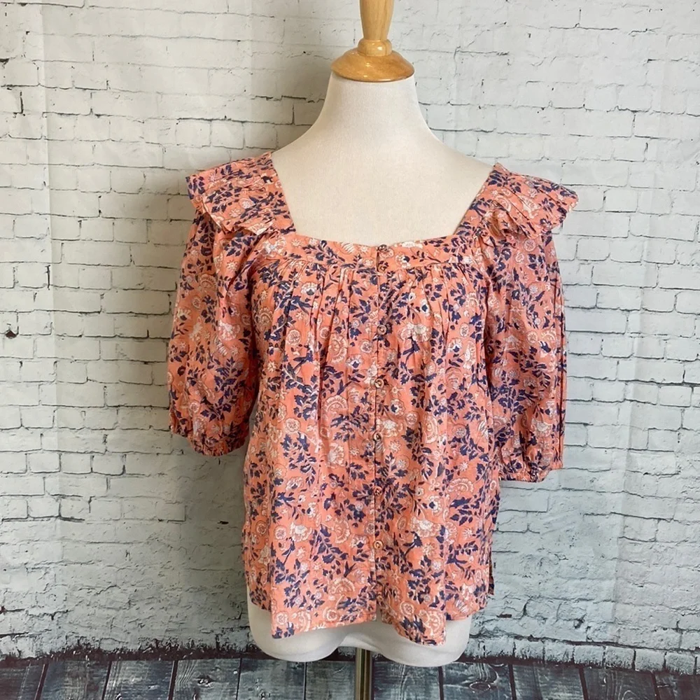 Cleobella Mariana Floral Positano Organic Cotton Blouse S Boho Romantic Feminine